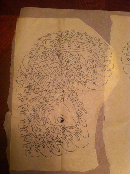 Tattoos - Koi Fish Sketch - 72772