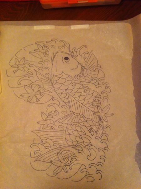 Tattoos - Koi Fish Sketch 2 - 72774