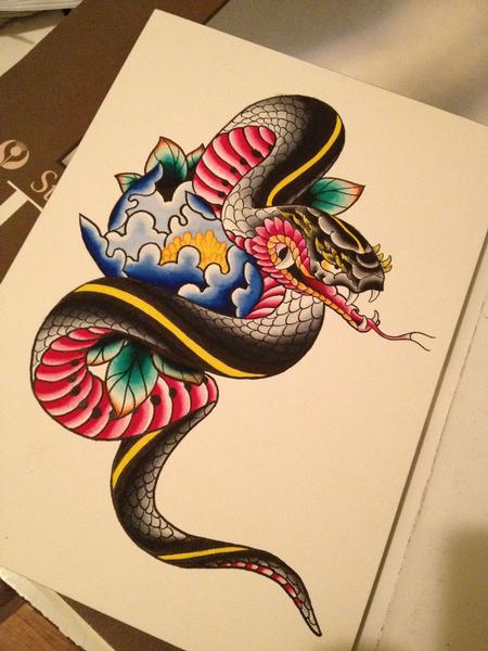 Tattoos - Snake Water Color Painting  - 67252