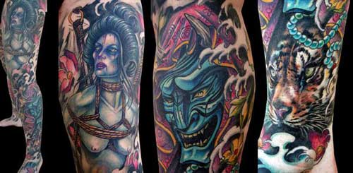 Tattoos Paolo Acuna Japanese Inspired Leg Sleeve Tattoo leg sleeve tattoos