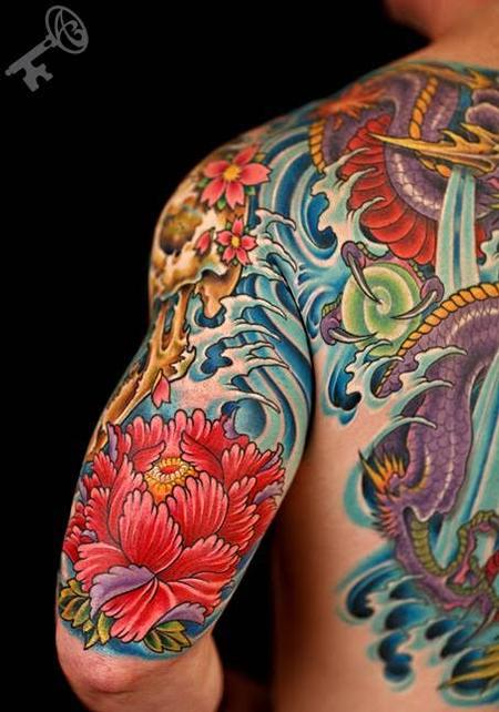 Tattoos - Colored Flower Tattoo - 115641