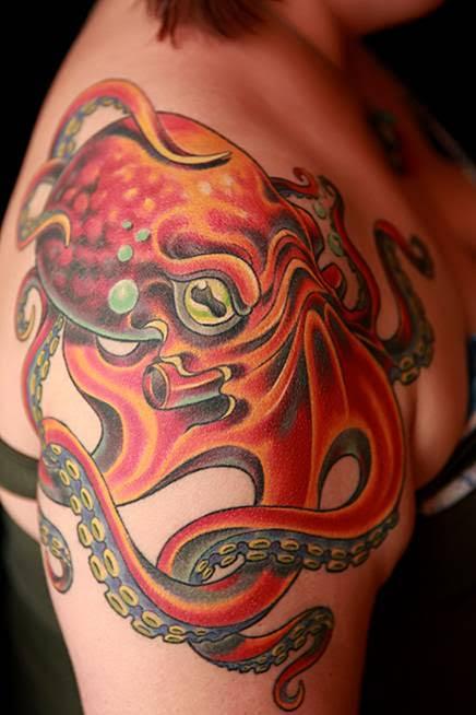 Color Octopus Shoulder Tattoo Tattoo Design