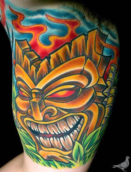 Tattoos - Color Tiki Mask Tattoo - 115638