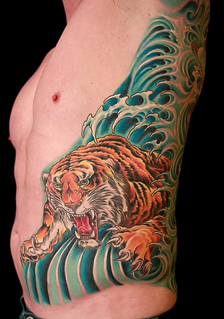 Tattoos - Color Tiger Rib Tattoo - 104029