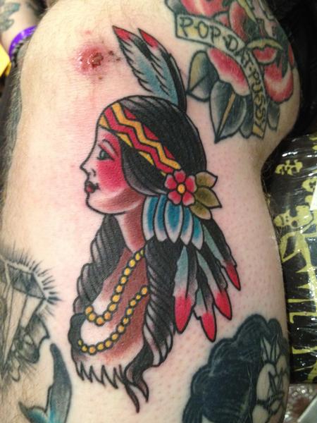 Old School Tattoo Indian Girl | indian girl by dustin golden tattoos Old School Tattoo Indian Girl | indian girl by dustin golden tattoos