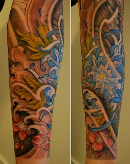 Johan Finne Flower Half Sleeve Tattoo