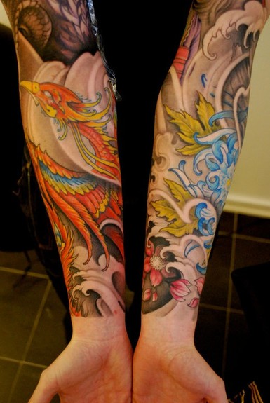 Tattoos Johan Finne Phoenix Sleeve tattoo click to view large image