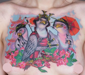 Tattoos - Ed Perdomo - traditional japanese pigeons 