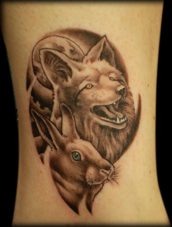Tattoos Custom Coyote and Rabbit 35 inches 2 Hours