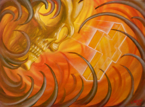 Eddie Loven - Skull & Cross - Oil on canvas - 16