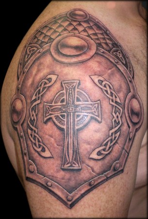 Shoulder cap Celtic armor This gentleman's first tattoo Shoulder cap Celtic armor This gentleman's first tattoo