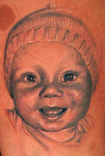 Baby portrait tattoo