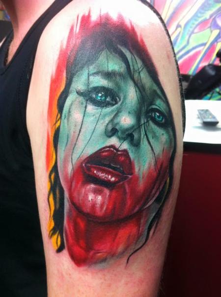 Tattoos - Color Zombie Girl Tattoo - 117084