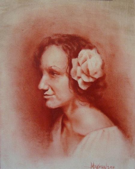 Ian Robert McKown - woman with flower oil on canvas 11z14