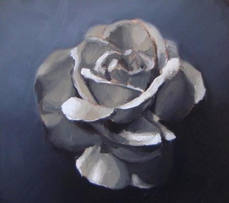 Ian Robert McKown - grey rose oil on board 7x9