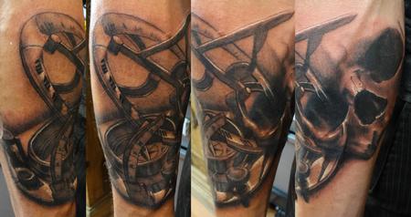 Tattoos - skull and sundial - 76819