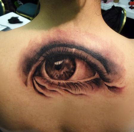 Tattoos - eyeball tattoo on back - 84433