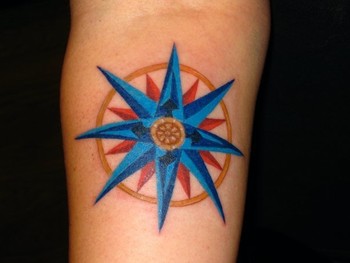 Tattoos - Compass Rose on a Forearm