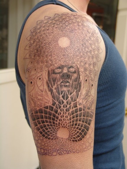 Tattoos Black and Gray tattoos First stage of Alex Grey tattoo