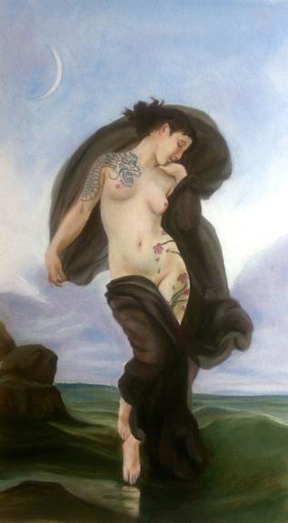 Art Galleries - Blaze Schwaller - Master Copy of Bouguereau's Evening Mood with tattoos