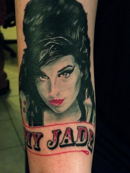Memorial Portrait Tattoo Of Amy Winehouse Very Cool Client