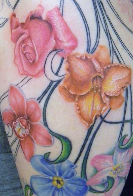 flower half sleeve tattoo