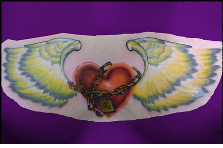 Tattoos - Galen Luker - Heart with wings tattoo