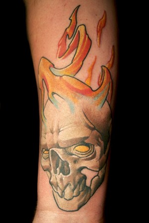 flaming skull