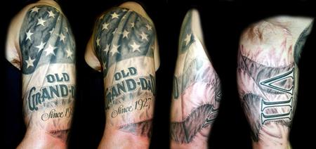 Angela Leaf - realistic american flag tattoo