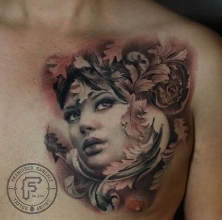 Frank Sanchez : Tattoos : Francisco Sanchez : Pretty Lady Face Tattoo