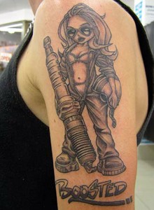 Tattoos - Tod DeBrouwer - Spark plug girl tattoo