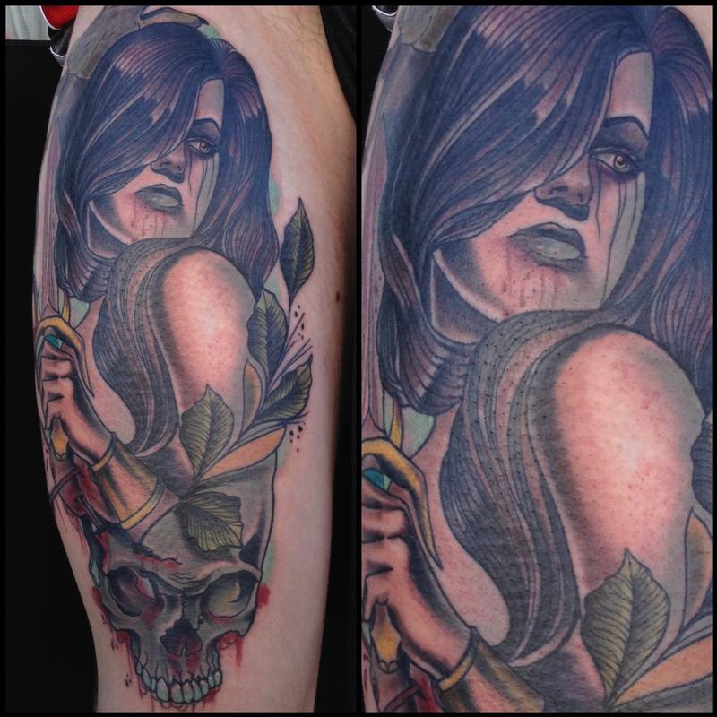traditonal color tattoo with skull gary dunn art traditonal color tattoo with skull gary dunn art