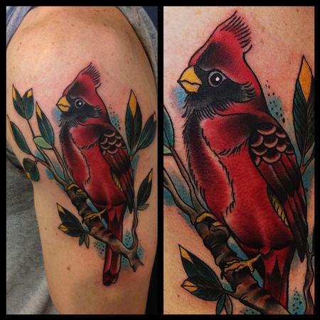 Tattoos - Color traditional cardinal Tattoo, Gary Dunn Art Junkies Tattoo - 74724