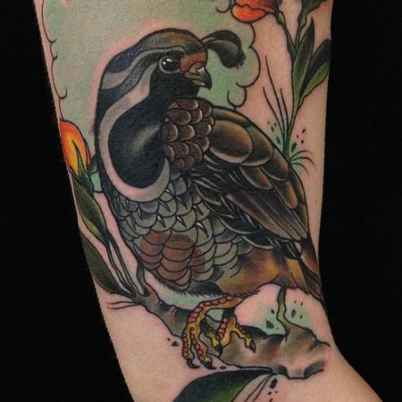 Gary Dunn - Color traditional quail tattoo, Gary Dunn Art Junkies Tattoos