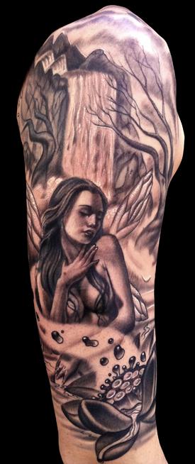 Midnight summers dream inspired water fairy.  Tattoo Design Thumbnail