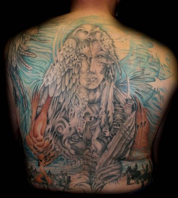 Tattoos George Perham Native American Inspired Back Piece Tattoo