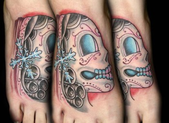 George Perham - Sugar Skull Foot Tattoo