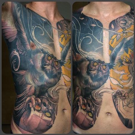 Tattoos - Owl Skull chestpiece - 110126