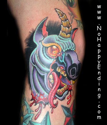Tattoos - Severed Head tattoos - Decapitated Unicorn