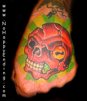 skull tattoos on hands. Tattoos middot; Gunnar. Red Skull