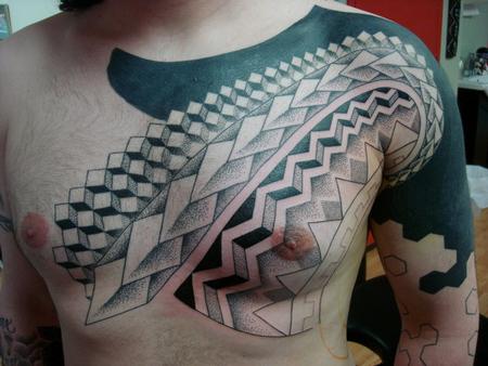 Cory Ferguson - dotwork chest tattoo