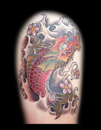 Koi Dragon Tattoo Half Sleeve