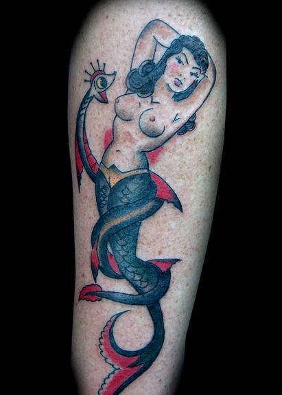 Adam Lauricella - Sailor Jerry Serpent & Mermaid Tattoo.