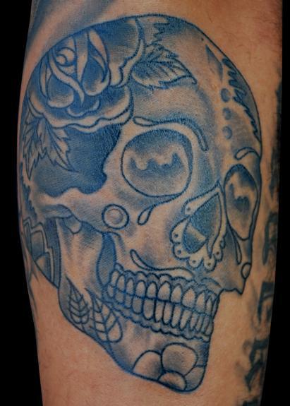 Black and Gray Sugar Skull Tattoo