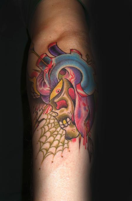 Visiting Artist - Christian Brito - Skull and Arrow with Spiderweb 