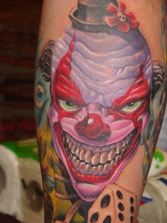 Comments I did this evil clown on my customers legVery fun piece to do Comments I did this evil clown on my customers legVery fun piece to do