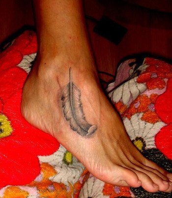 feather tattoo. Photo realistic feather tattoo