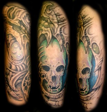 Dmitry Pastukhov BioOrganic Tattoo with a Skull
