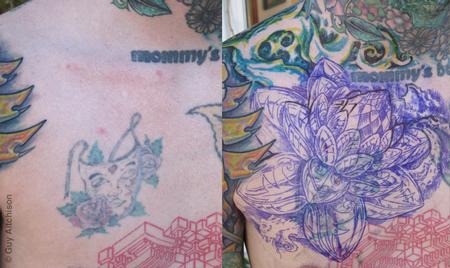 Tattoos - Mike, before and with stencil - 71516