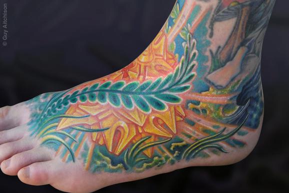 Tattoos - Mike, jungle lightform foot - 72616